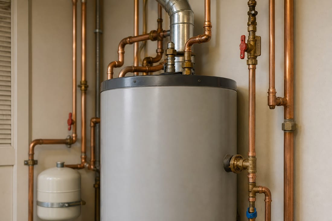 Beispiel: Warmwasserboiler mit Anschlussleitungen, Detailansicht